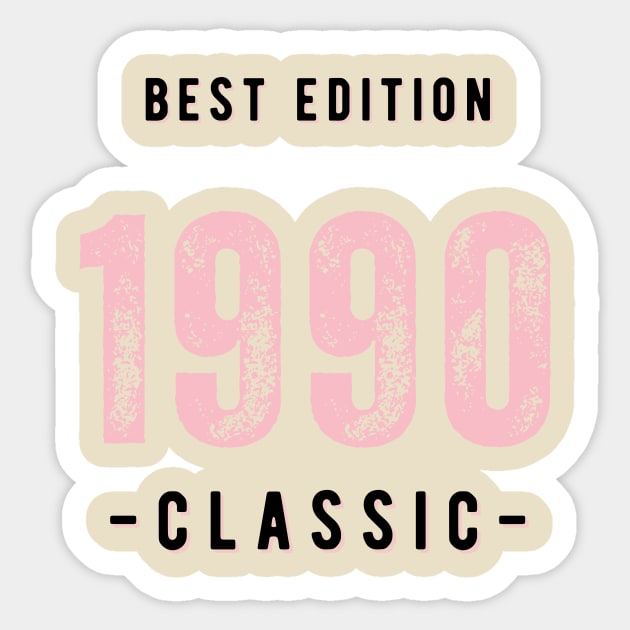 Vintage Birthday Year 1990 White Sticker by Let's Go Store